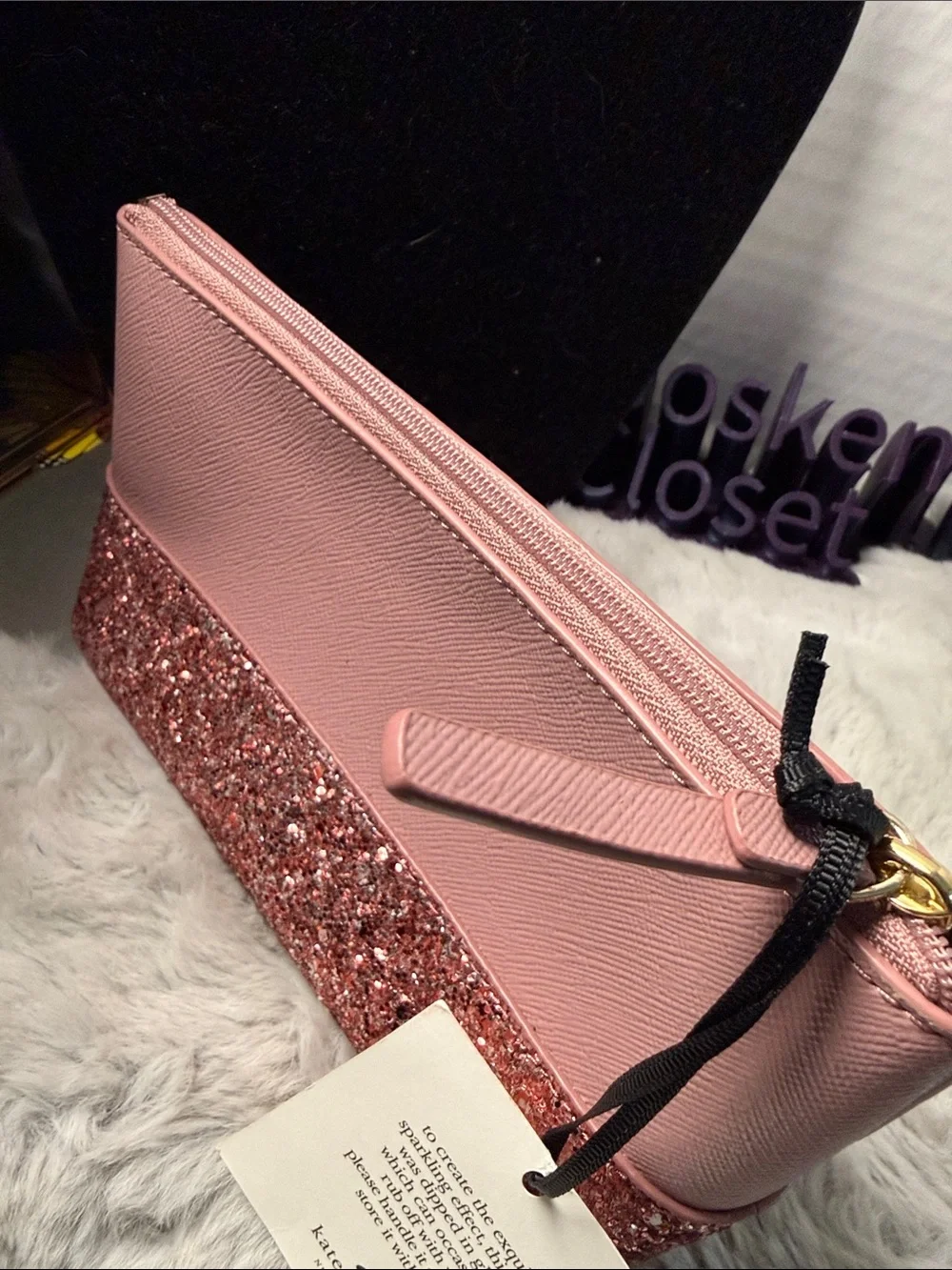 kate spade Pink Glitter Bottom Cosmetic Pouch